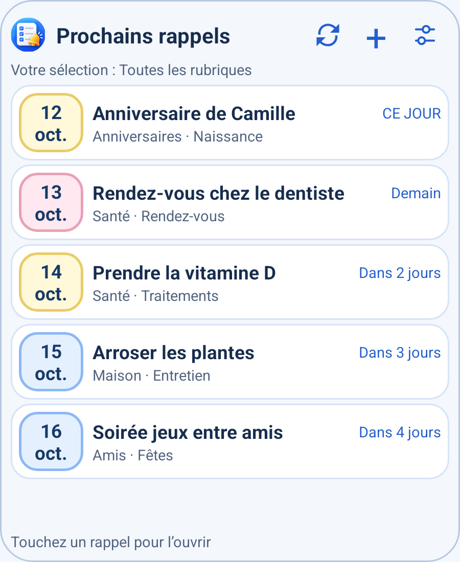 Widget Android FreeRappel