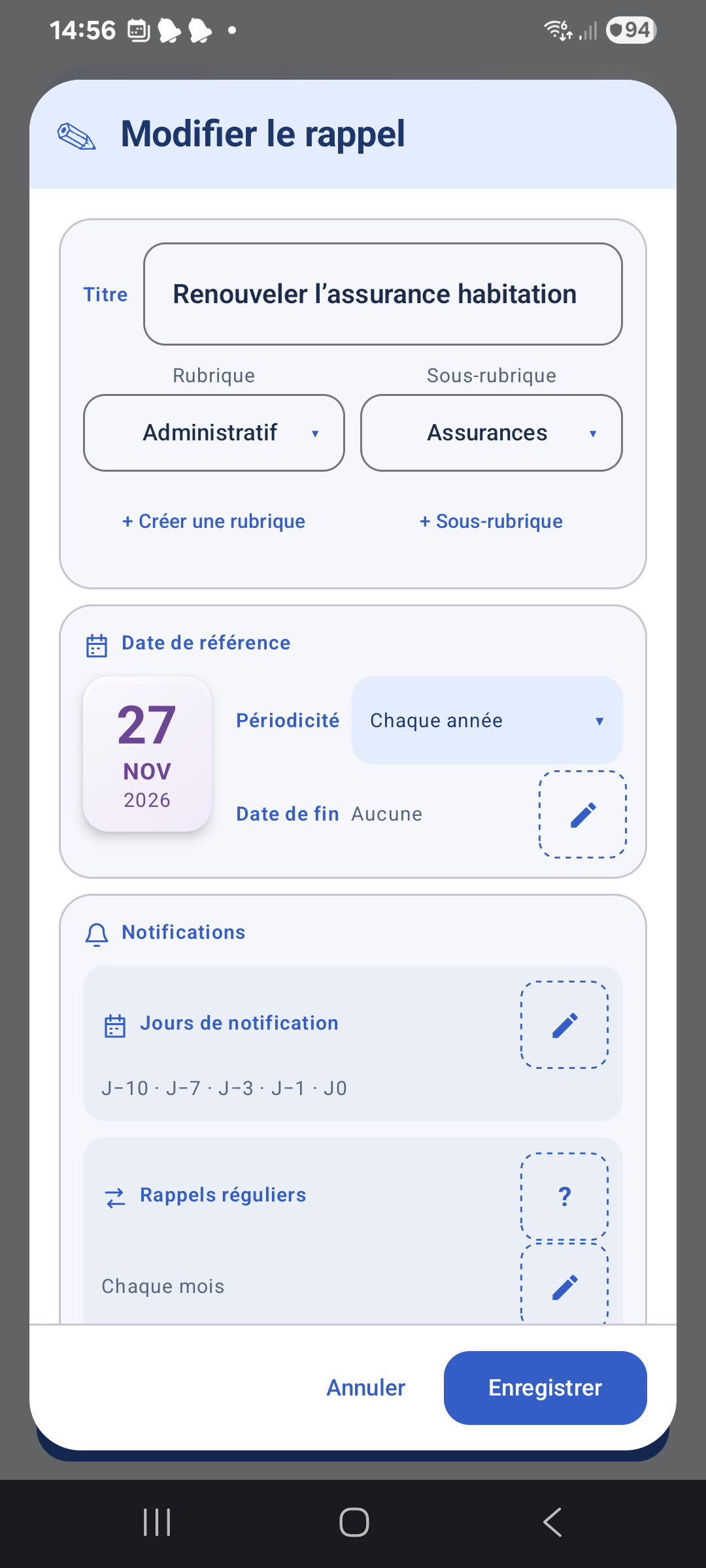 Une fiche complète et une édition claire