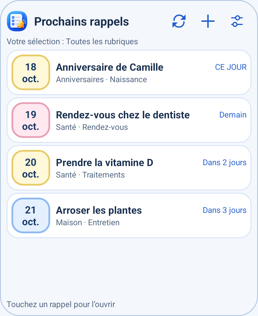 Widget Android FreeRappel